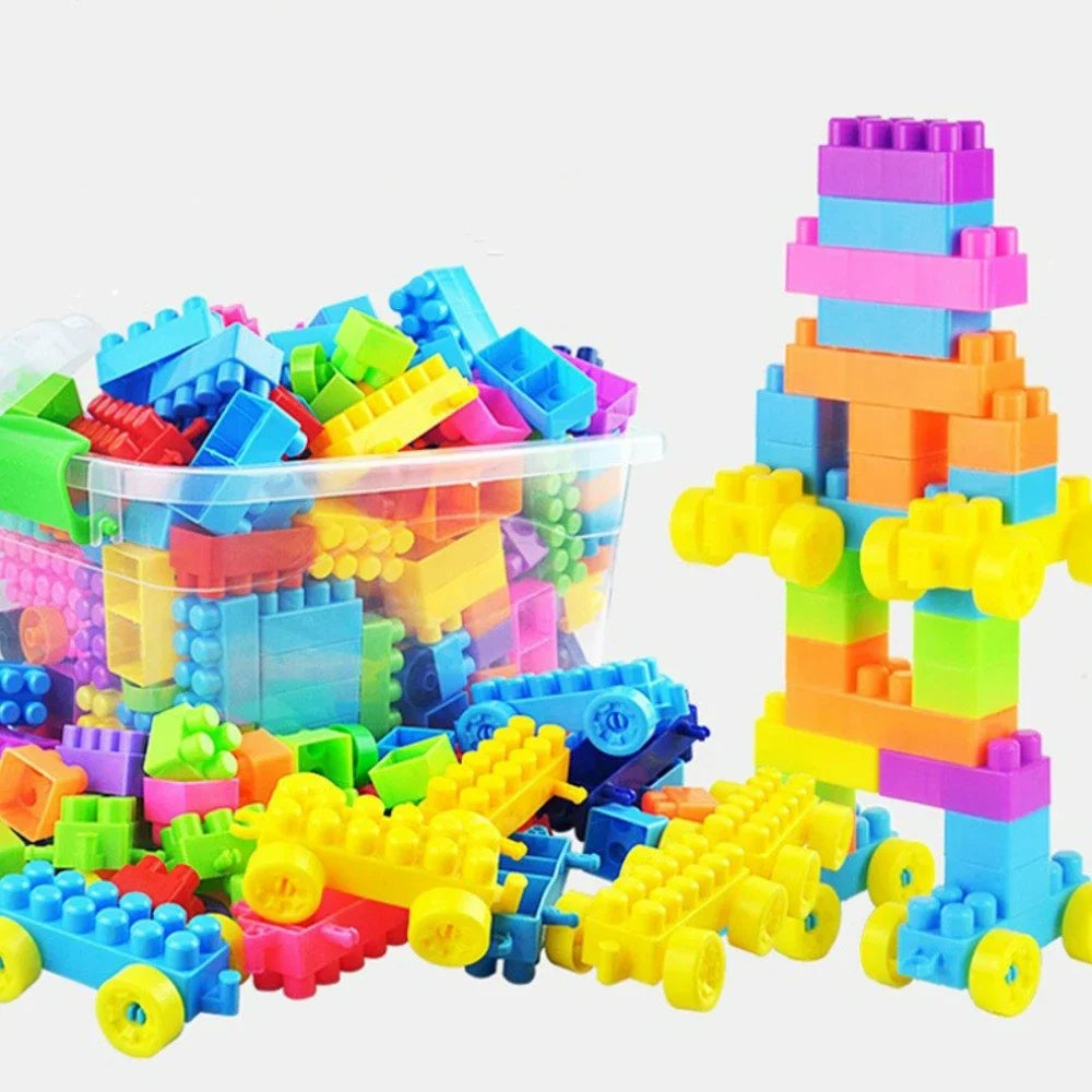 Smart Builder Blocks Set for Kids | Creative Building Toy with Wheels & Storage Bag
