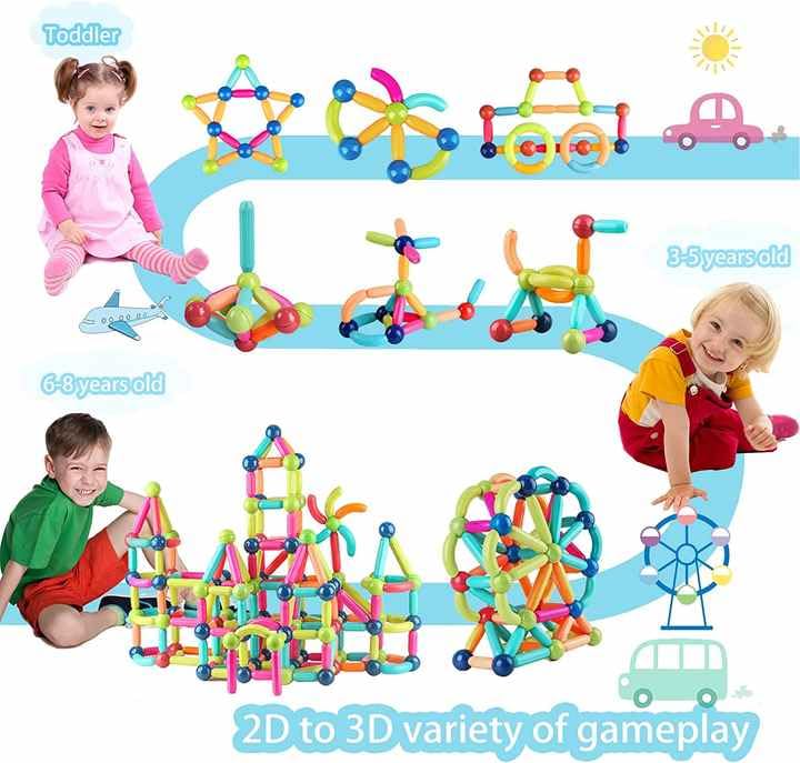 Magnetic Building Sticks & Balls Set for Kids